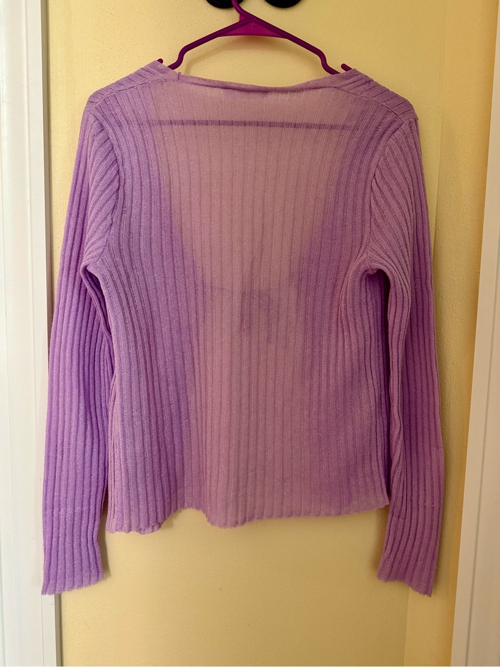 Mango Lilic Purple Knit Tue-Front Cardigan Long Sleeve Sweater - Picture 4 of 9